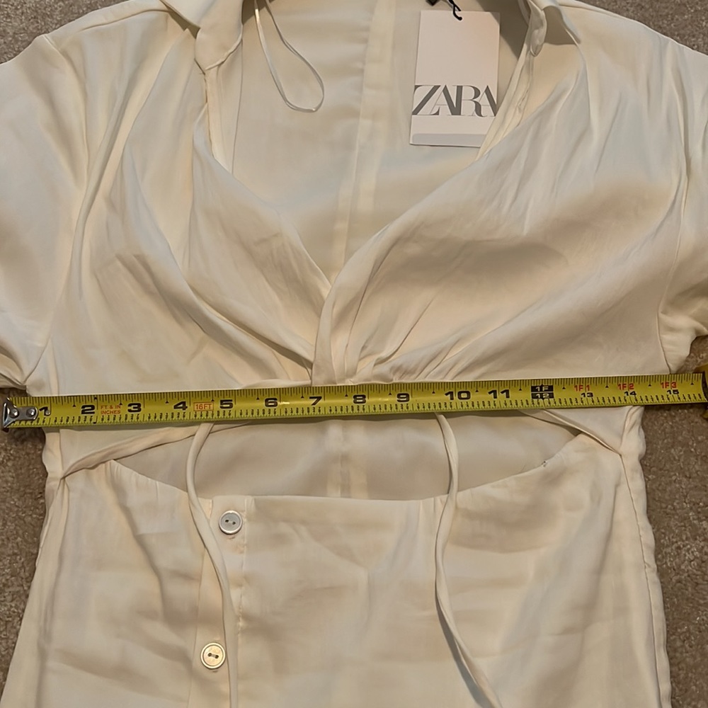 ZARA CUT OUT LINEN BLEND DRESS - Picture 16 of 16